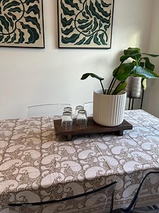 Organic Block Print Rectangle Cotton Tablecloth - Etsy Canada