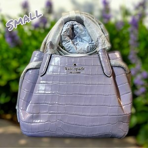 Kate Spade Lavender Cream Dumpling Croc Embossed Small Satchel & Crossbody Strap