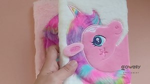 Gowelly Unicorn Journal, Cute Notebook for Kids and Adults, Plush Secret Diary Lined Notebook for Writing and Drawing, Unicorn Gifts For Girls