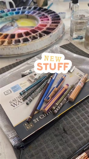 Maybe this is a no-brainer art tip, but one of the biggest hurdles I have to using new supplies is accessibility. If I try to use them all at once I'm probably not going to be using them in such a way as to figure out how to incorporate them into my new existing art practice, but if I put them all away and organize them, I'll forget that I have them and not use them at all. . So I need to keep them nearby so I can incorporate them into my current practice, and having a stock of these little bask