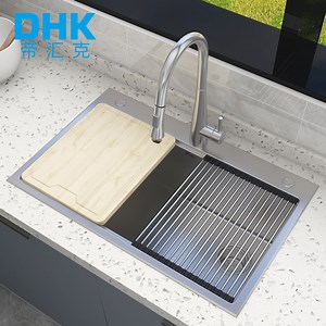 [Hot Item] Handmade Farmhouse Sink Single Bowl Wash Basin Kitchenware Drainboard Workstation Stainless Steel Kitchen Sink