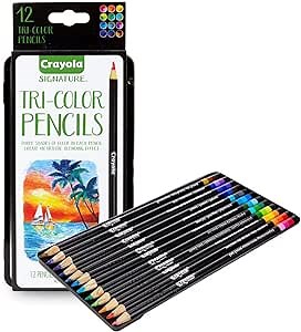 Crayola Tri-Shade Colored Pencils with Decorative Tin, 12ct, Gift