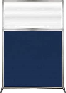 Versare Hush Screen Portable Room Divider | Workstation Wall Divider | Freestanding Privacy Hush Panels | Clear Fluted Windows | Fabric Office Divider Screen | Great for Room Separation