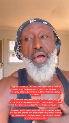 Reggie Rockstone, a Ghanaian rap legend and pioneer of Hiplife, has raised concerns on social media about an alleged plot to undermine him and his wife Zilla's waakye business. As the names behind the popular waakye brand, Reggie shared a recent experience where a food reviewer criticized their dish, but they took the feedback graciously. However, an old friend revealed that the negative review was part of a coordinated effort to sabotage their business. Reggie cautioned entrepreneurs to remain 