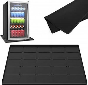 23inch Mini Fridge Silicone Mat Robust Silicone Mats with Raised Edge Refrigerator Floor Protector Mat Mini Fridge Drip Pan Tray Shock Absorbing Cushioning Silicone Mats for Refrigerators (Black)