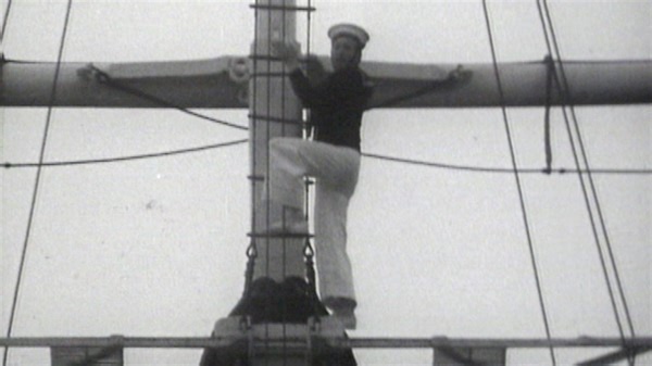 BBC Rewind. John Noakes climbs mast of HMS Ganges at Shotley Gate