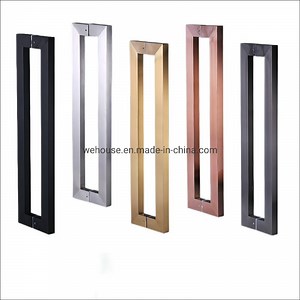 [Hot Item] Commercial Brushed Satin Door Pull Finish Residential Rectangular Square Push-Pull Stainless Steel Lever Handle