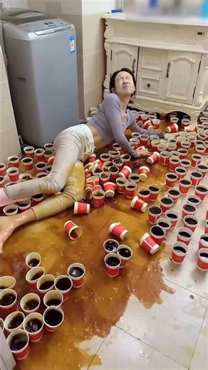 Sister set a trap in the bathroom using 1,000 cups, ended in disaster.