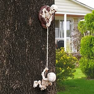 Skeletons Climbing Tree Sculptures Gothic Garden Decors - Mini Skeletons Tree Huggers Outdoor Halloween Decorations Yard Art Garden Statues