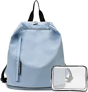 maytopia Gym Backpack for Women with Shoe Compartment & Wet Pocket Beach bag Waterproof Swim Backpack Small Workout bag (Blue)