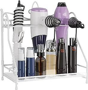Bathroom Blow Dryer Holder - Hair Dryer Holder, Hair Care Styling Hot Tools Organizer Storage for Hair Dryer, Flat Iron, Curling Wand, Hair Straightener (White)
