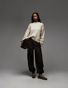 ASOS DESIGN knitted jumper with exposed seams with wool in cream | ASOS