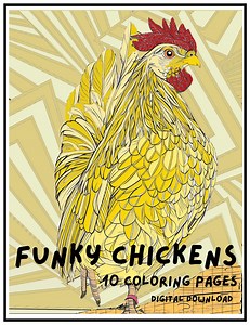 Funky Chickens Coloring Pages Instant Download for Printing - Etsy