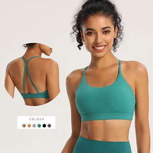 [Hot Item] Workout Sports Bras for Women Padded Strappy Open Back Gym Bra Light Impact Criss Cross Yoga Crop Top
