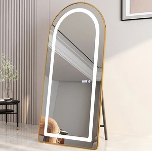 [Hot Item] Factory Custom Arched Full-Length LED Mirror Large Long Whole Body Mirrors Standing Frameless Glass Wall Mirror with Light up