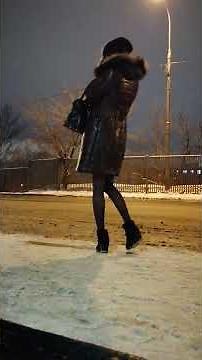 Crossdresser Waiting for a bus at bus stop in mini skirt. Seducing drivers.