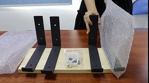 Shelf Brackets, Black Floating Shelf Hardware, Wall L Bracket for Shelves, Heavy Duty Metal Shelving Bracket, J Lip Shelf Bracket, Corner Brace with Screws, 4 Pack, 7.5 X 5.9 Inch…