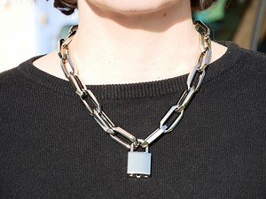 Chain and Padlock Necklace - Closed With Key - Large Link Necklace - Large Chain - Etsy