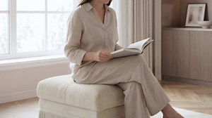 22 Inch Square Beige Ottoman with Tassels for Living Room, Plush Modern Boho Upholstered Accent Pouf Ottomans Foot Rest for Bedroom, Footstool Ottoman End of Bed