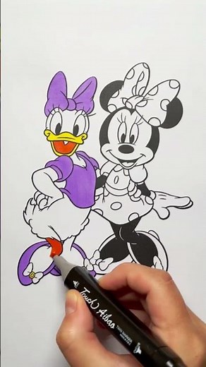 💞 Daisy Duck & Minnie Mouse Hug! ✏️ #daisyduck #minniemouse #disney #coloring #dualipa #barbiemovie