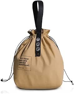 Ait fish Small Reusable Canvas Lunch Bag Cute Drawstring Lunch Tote for Women Men Work (Yellow)