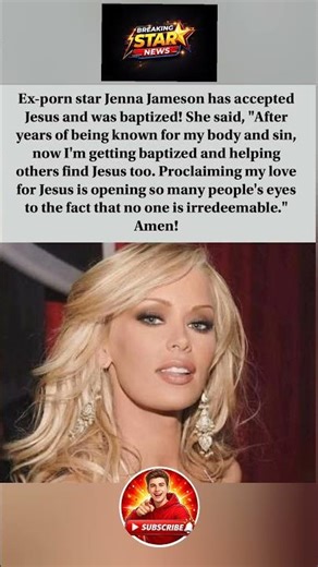 Ex-porn star Jenna Jameson baptized: "No one is irredeemable" 🙏✝️