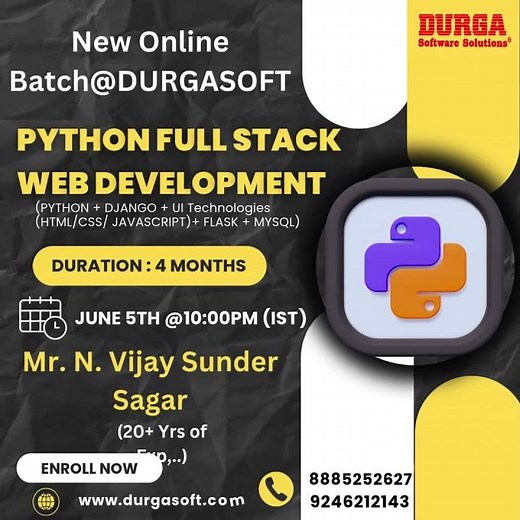 🚀 New Online Batch @ DURGASOFT!