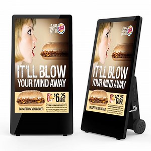 [Hot Item] Commercial Solution 43 Inch Metal Cabinet Mobile Display for Retail Entrance Outdoor Battery Powered Digital Signage Kiosk
