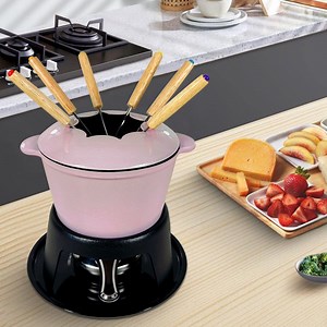 [Hot Item] Cast Iron Cheese Fondue Pot Set with Forks for Melting Chocolate