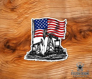 Oil Field Pump American Flag 1 - Oil Field Collection - Hard Hat - 3inch Die Cut Waterproof - Laptop -skateboard-car-window Decor Sticker - Etsy