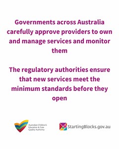 ACECQA works in partnership with all governments and the early childhood education and care sector to improve quality outcomes for children and their families. Under our National Quality Framework (NQF), state and territory regulatory authorities take their role in monitoring and enforcing compliance very seriously. Announced and unannounced visits, investigating complaints or matters of concern, and taking action when an unscrupulous provider puts children or young people at risk. StartingBlock