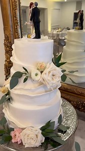 We love how this three tiered fondant ruffled cake turned outand the florals from @coutureweddingsbydottie made it even better. @sequoiamansion.wedgewood #wedding #weddingcake #fondantcake #freshflorals #bestweddingcakes | Frank Vilt's Cakes