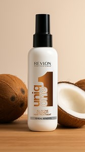 Tropical, doce e com performance de salão. O Uniq One coco combina os 10 benefícios que seu cabelo ama com uma fragrância irresistível de leite de coco. ✨ Nutre, protege, repara e perfuma — tudo em um só produto. Ideal para quem quer praticidade sem abrir mão do cuidado. #RevlonProfessionalBrasil #UniqOneCoconut #LeaveInProfissional #GreatHairInNoTime | RevlonProfessional | Facebook