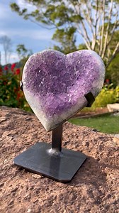 How stunning is this floating Amethyst Heart? Amethyst is often used as a symbol of peace and unification. It is also thought to evoke feelings of serenity and calmness. Crystal hearts are also a perfect shape for self-love and to enhance connection with yourself. The Mystic Lore for Amethyst is Peace. Your affirmation to support you, whilst in meditation or reflection, is: "I am tranquil and at peace with life." #crystalcastlebyronbay #crystal #amethyst #heart | Crystal Castle