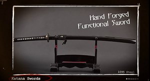 Amazon.com : HMS Japanese Samurai Katana Sword, Samurai in Waves Tsuba, Hand Forged, 1045 Carbon Steel, Black Golden Scabbard, Sharp, Battle Ready : Sports & Outdoors