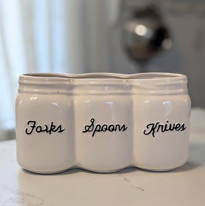 White Ceramic Silverware Caddy - Etsy