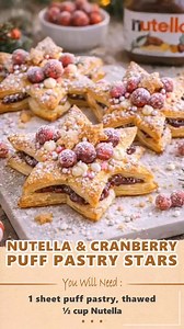 1.2K views | Nutella & Cranberry Puff Pastry Stars Ingredients 1...