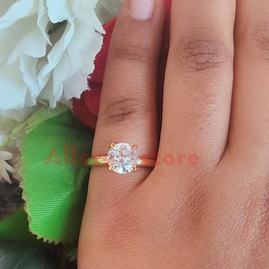 2ct Round Cut White Diamond, Solitaire Engagement Wedding Ring, 14K Yellow Gold Finish - Etsy