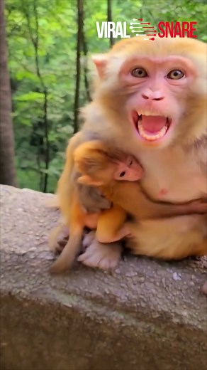Mama Monkey Disapproves person handshaking her Baby #viralsnare #monkey #funny #infant #viral #viralreels | ViralSnare