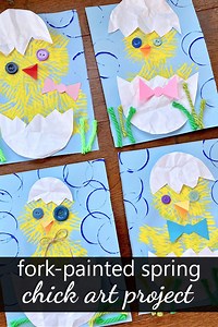 Fork-Painted Spring Chick Art Project - Fantastic Fun & Learning