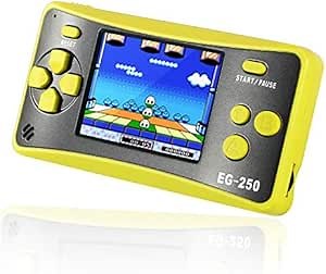 EASEGMER Handheld Game Console for Kids Adults, EG-250 Retro Portable Video Games Console, Built-in 200 Games 12 Bit 2.5 Inch LCD Arcade Gaming Family Games Player, Best Gift for Boys Girls-Yellow