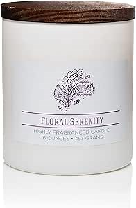 Carolina Floral Serenity Scented Candle, 16 oz Wellness Relaxing Aromatherapy Candle, 2 Wick White Jar Soy Blend Wax, Candles for Home, 60H Burn - Made in The USA