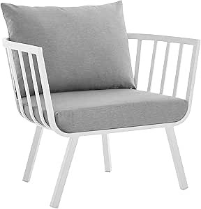 Amazon.com: Modway Riverside Outdoor Furniture, Armchair, White Gray : Patio, Lawn & Garden