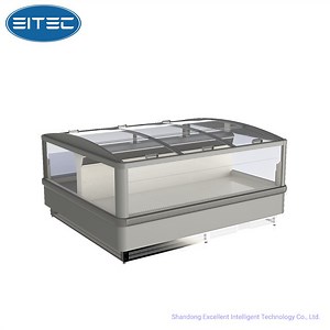 [Hot Item] Supermarket Low Noisy Island Freezer Supermarket Fridge Freezer Sliding Glass Lid Combined Island Fridge Frozen Freezer