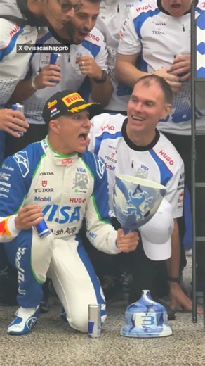 Hadjar breaks trophy on first podium