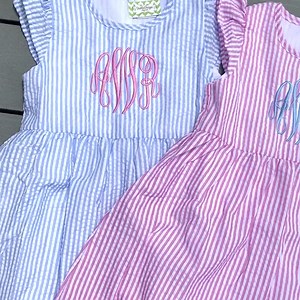 Monogram Seersucker Dress, Seersucker Dress, Monogrammed Seersucker Dress, Monogrammed Dress, Monogram Dress, Deshler Designs, Summer Dress - Etsy