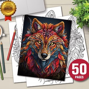 50  Mandala Wolf Coloring Pages | Printable Digital Download for Adults & Teens | Intricate Wolf Designs | Relaxing Art Therapy - Etsy UK