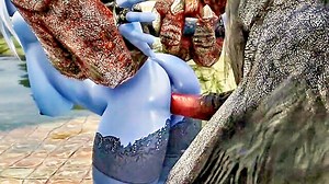 In Skyrim Themed Animated Porn A Blue Haired Female Character Gives A Blowjob To A Well Endowed Orc Troll - XXXBP