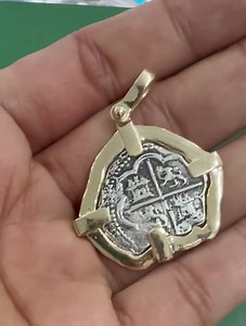 Atocha Shipwreck Silver Coin Pendant: 14k Gold Bezel, Sterling Silver - Etsy Canada