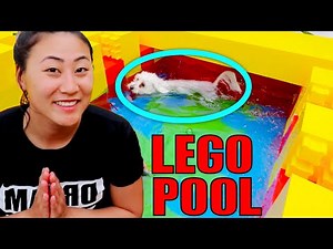 PUPPY PLAYS IN LEGO HOT TUB